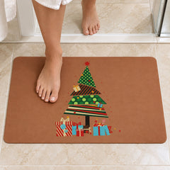 Christmas tree gifts floor mat absorbent