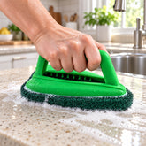 Multipurpose Bathroom Brush with Abrasive Scrubber & Handle