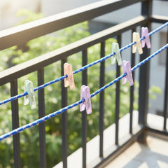 Clothesline Rope with 10 Clips – 5 Meter Approx Heavy Duty Laundry Drying Rope with Clip