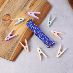 Clothesline Rope with 10 Clips – 5 Meter Approx Heavy Duty Laundry Drying Rope with Clip