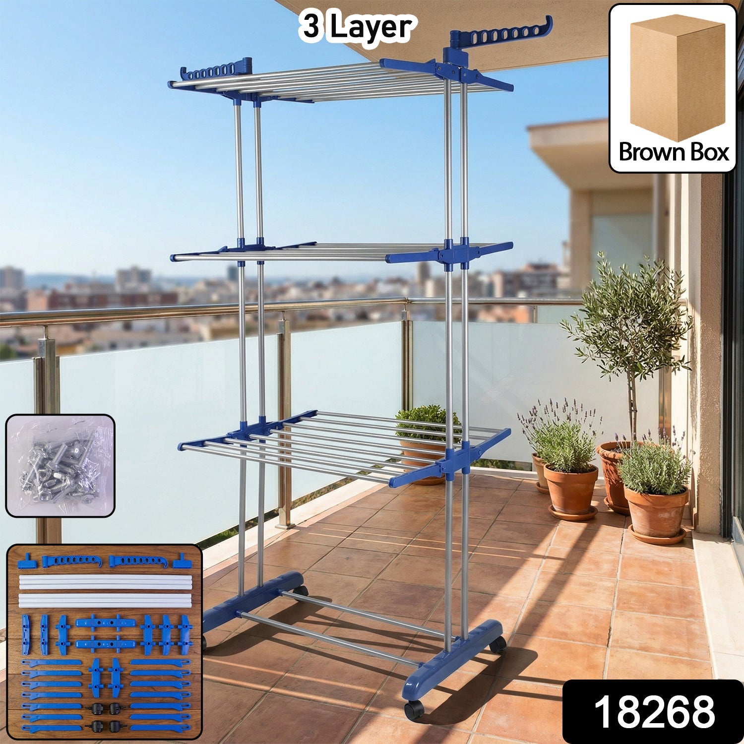 Multi-tier clothes drying rack with wheels