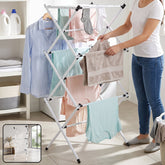 Metal foldable clothes drying rack, 3 tier portable laundry stand (1 pc)