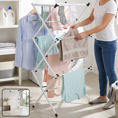 Metal foldable clothes drying rack, 3 tier portable laundry stand (1 pc)