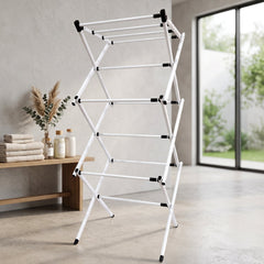 Portable laundry stand that folds flat for storage