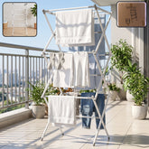 3 Tier Folding Clothes Drying Rack Laundry Cloth Dryer Stand for Balcony (1 Set) product image