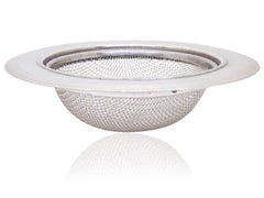 Stainless steel strainer in a kitchen sink