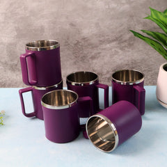 Set of 6 coffee mugs with stainless steel interior