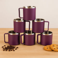 Single coffee mug from the set with handle visible
