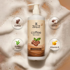Coffee Face Wash in pump bottle packaging