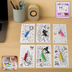 Kids Coloring Book Set with 6 sheets and 6 bright markers