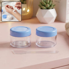 Empty cosmetic cream jar set spatula
