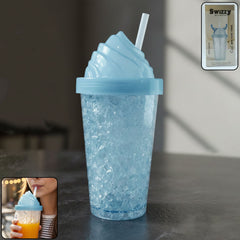 Ice cream swirl tumbler with straw lid