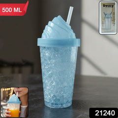 Reusable drink cup with ice cream swirl design