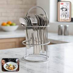 Apex 16-piece stainless steel cutlery set with stand