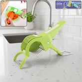 Quickslice Vegetable Cutter with attached peeler on white background