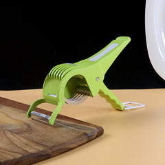 Quickslice cutter slicing fresh cucumbers