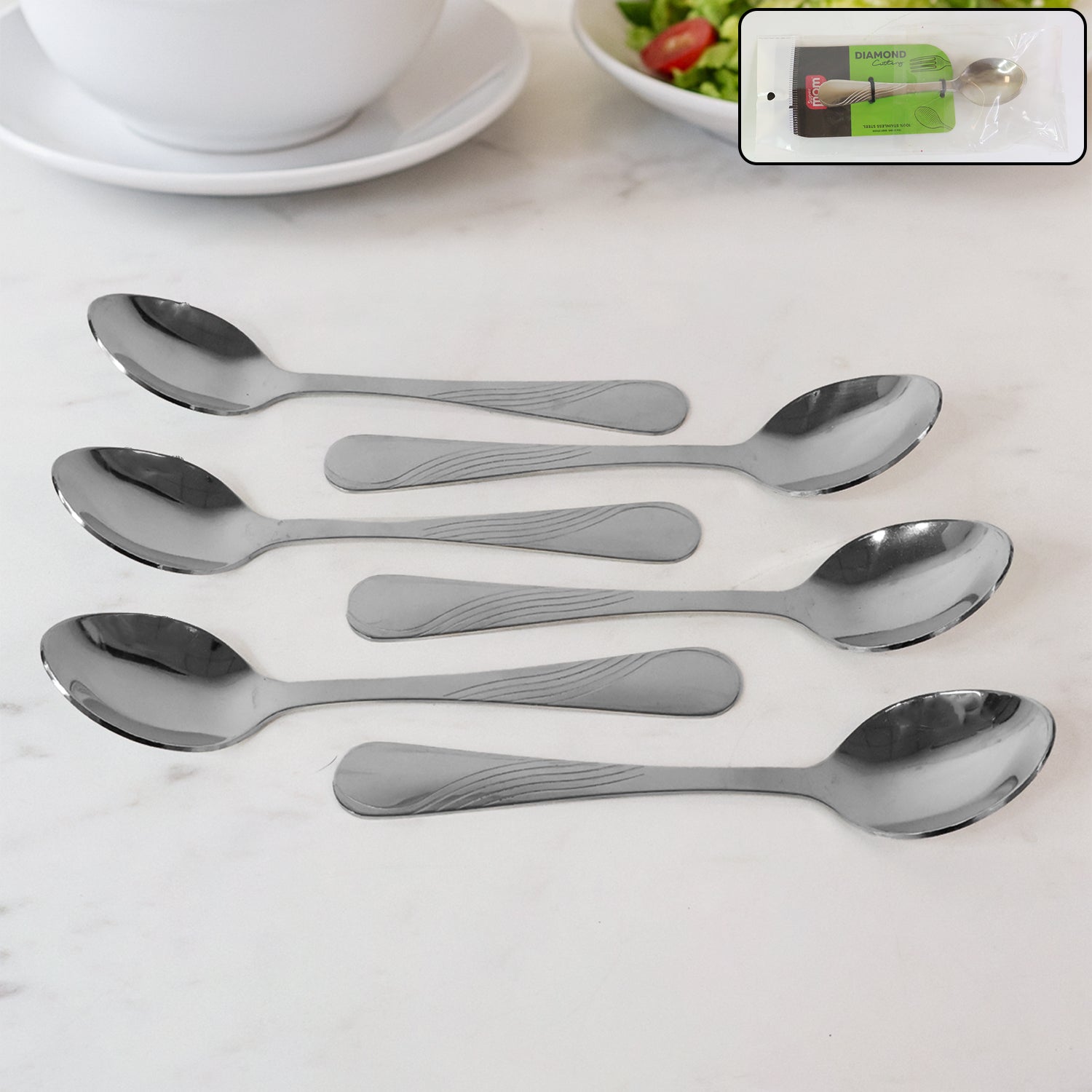 Steel Dining Spoons set of six with polished finish