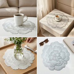 Floral placemat on dining table
