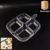 Plastic 4-compartment serving tray front view