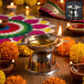 Stainless Steel Sunflower Design Diya Stand (Small Size / 1 Pc)