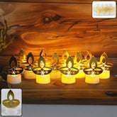 Golden Diya Shaped LED Tealight Candle glowing warmly