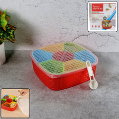 Colorful dry fruit and snack box with clear lid and spoon