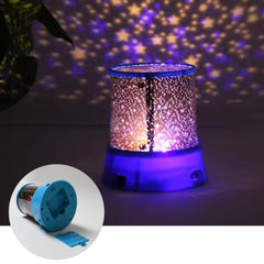 Close-up of the LED star projector lamp's top with star cutouts