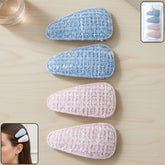 Textured Fabric Snap Hair Clips Set (4 Pc)