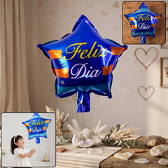 Blue star feliz dia foil balloon
