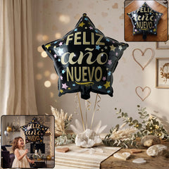 Black star feliz ano nuevo balloon
