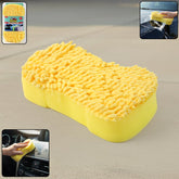 Chenille microfiber car washing sponge with dual surfaces