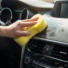 Close-up of auto sponge with chenille microfiber strands
