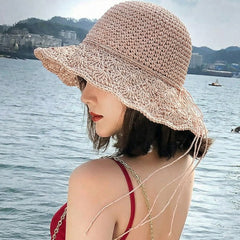 Stylish Handwoven Wide Brim Summer Sun Hat Cap (1 Pc)