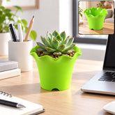 Decorative plastic flower pot wavy rim