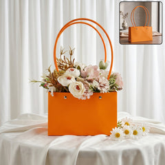 Foldable flower packaging bag handle