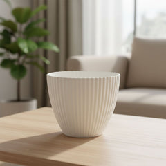 Glossy white decorative flower pot