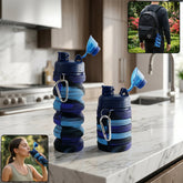 Colorful collapsible silicone water bottle full view
