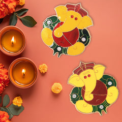 Close-up of vibrant Ganpati motif on wall sticker