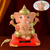 Solar-Powered Dancing Lord Ganesha Idol with gold accents