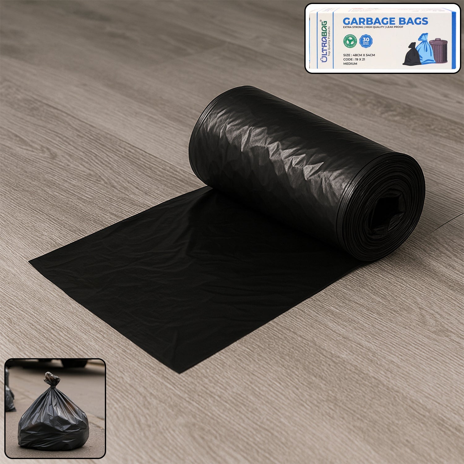 Extra-strong garbage bag roll