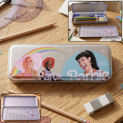 Printed metal pencil box with cartoon design