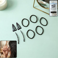 Multipurpose Hair Accessories Set with Pins, Rubber Bands and Clips