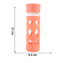 Glass Water Bottle with Protective Sleeve - (1 Pc / 480 ML)