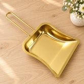 Golden metal dustpan loop handle floor cleaning