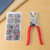 Heavy-duty snap button plier kit with assorted studs