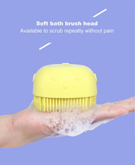 Close-up of flexible silicone bristles on bath body brush