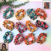 Set of 12 Printed Fabric Hair Scrunchies