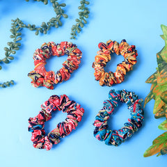 Close-up of assorted printed scrunchies