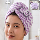 Microfiber quick dry hair towel wrap cap for women