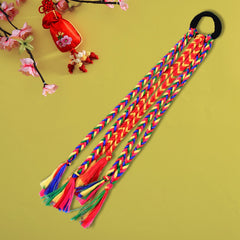 Close-up of Multicolor Braided Hair Extension